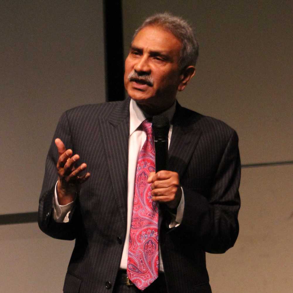 Rajen Vurdien, the current president of Fullerton College, speaks about his platform at the GCC presidential forum.