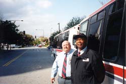 David Escobar, left, and Dennis Reeves are both shuttle drivers.