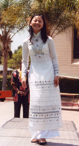 Maika Nguyen shows off traditional Vietnamese attire.