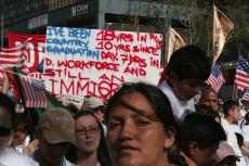  Illegal immigrants march in Los Angeles last spring for the right to public services such as education and the opportunity to gain a legal status. 