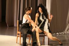 Ariel Sands, left, and Emma Mesrobians piece, Unusual Affairs, at the Couture Dance Companys performance on Friday.