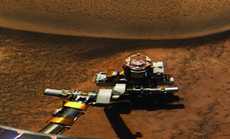 The Mars Rover, Opportunity, shown at Lion King, Mars.