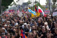 An estimated crowd of more than 5,000 gathered in Hollywood on Thursday to protest the Turkish Genocide against the Armenian people and the worlds indifference towards the first genocide of the 20th century.