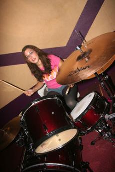 Anissa Clarke, a GCC freshman, on drums.