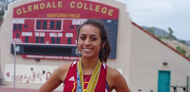 TRIPLE CROWN: Grace Graham-Zamudio became the first woman in California Community College history to win three meter events in the same meet on May 17 to 18.