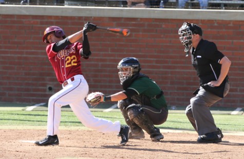 Vaquero Brent Sakurai takes a swing against LA Valley College on March 13 at Stengal Field.