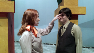SHAKESPEARE PRODUCTION: Cast members Angela Thompson and Jared Ogassian star in “Much Ado About Nothing.”