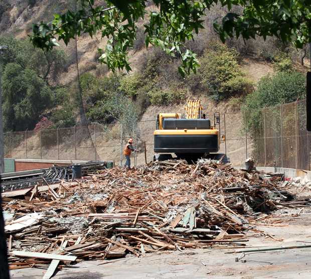 The historic stadium at Stengel Field has been reduced to a pile of rubble.