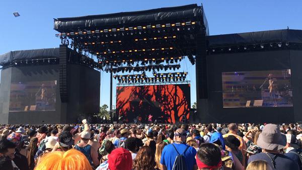 COA-CHILLIN: Thousands of fans flock the main stage as Gary Clark Jr. performs at the Coachella Valley Music and Arts Festival in Indio. The festival runs the last  two weekends of April and draws sold out crowds, with record breaking sales each year. 