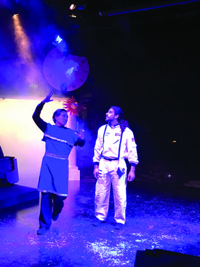 THE MYSTERIES OF LIFE: Ash the astronaut played by Dion Aghajani finds himself in a deep philosophical debate with Plato played by Justin Tay Yi Xiong in “We Are Stardust” at the Auditorium through Saturday.