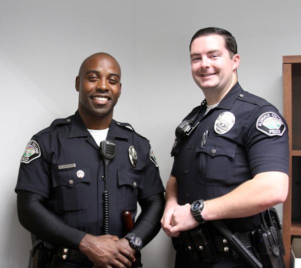 TO PROTECT AND TO SERVE: Brandon Mackabee and Nicholas Allen are the newest members of the campus police department.