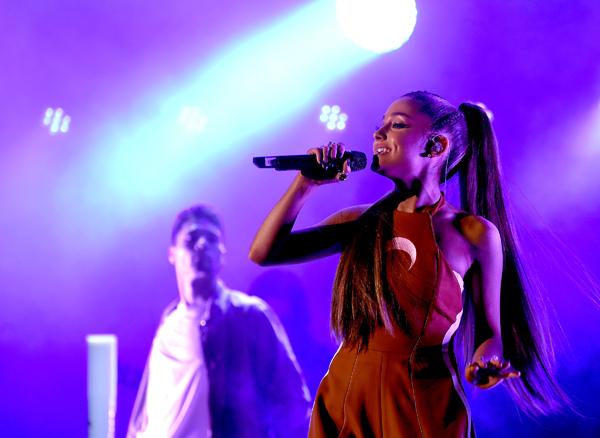 MS. GRANDE: Ariana Grande performs onstage during CBS Radio’s fourth annual We Can Survive concert at the Hollywood Bowl on Saturday.
